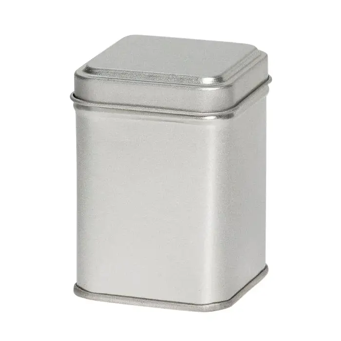 Theeblikje zilver 44x44x64mm