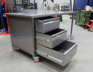 Heudra RVS werkbank met lades