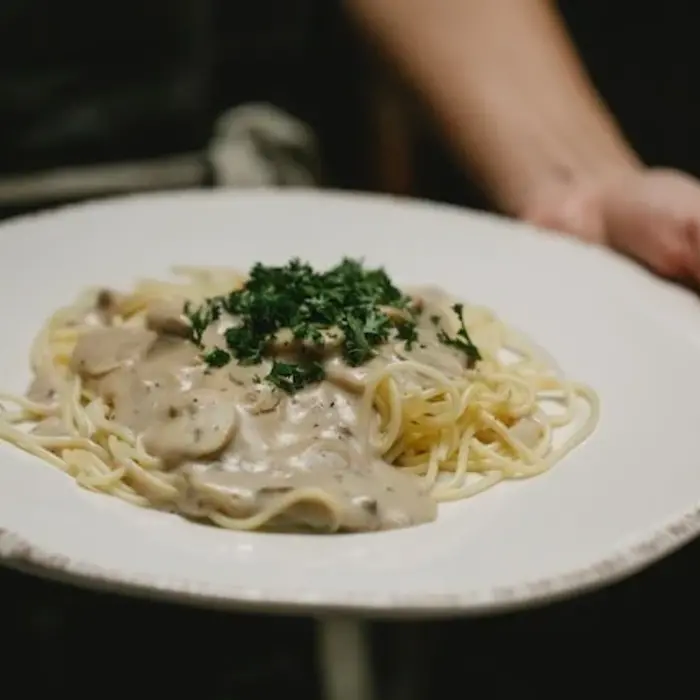 Zoutloze pasta met geroosterde groenten