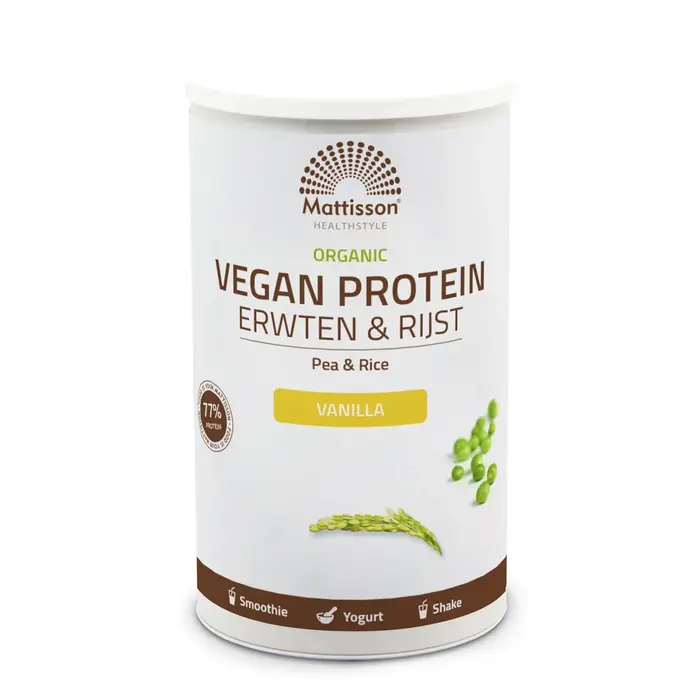 Biologisch Vegan proteïne poeder - Erwten & Rijst - Vanille - 500 gram