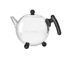 Theepot Bella Ronde 1.2L RVS zwart beslag
