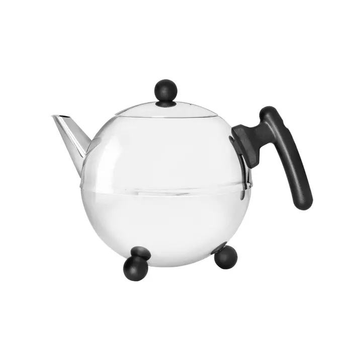 Theepot Bella Ronde 1.2L RVS zwart beslag