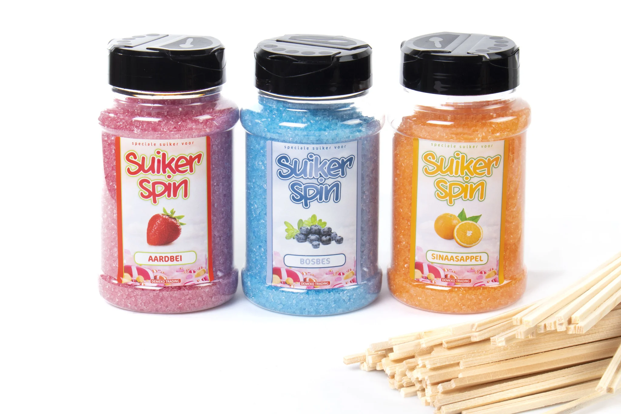 Suikerspinsuiker Fruitmix NR. 2 in 3 x 400 gram incl. ± 100 stokjes