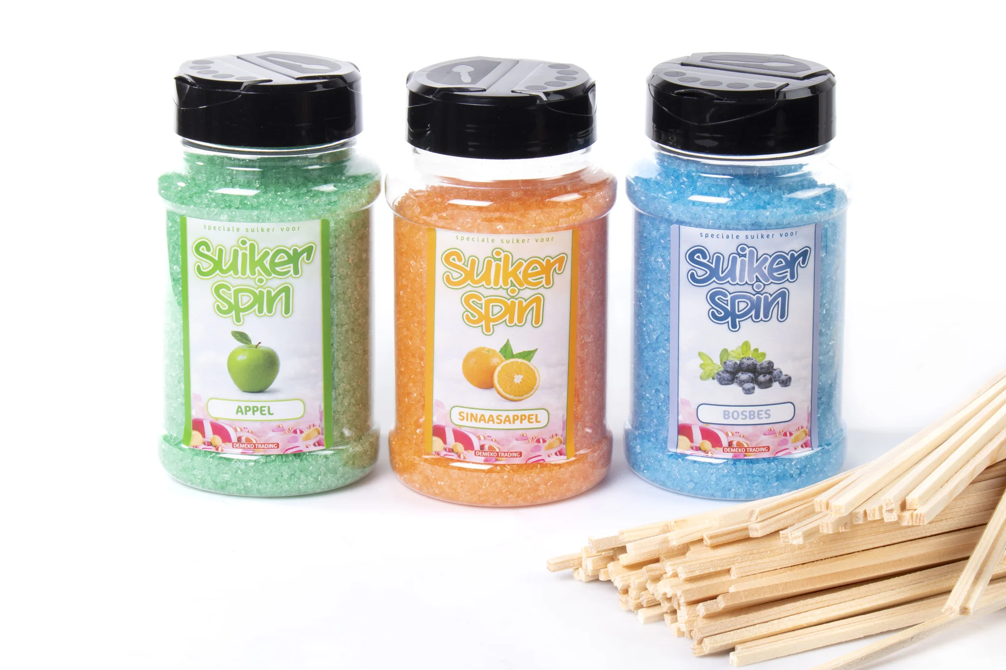 Suikerspinsuiker Fruitmix NR. 3 in 3 x 400 gram incl. ± 100 stokjes