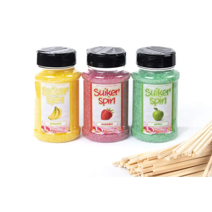 Suikerspinsuiker Fruitmix NR. 1 in 3  x 400 gram incl.  ± 100 stokjes