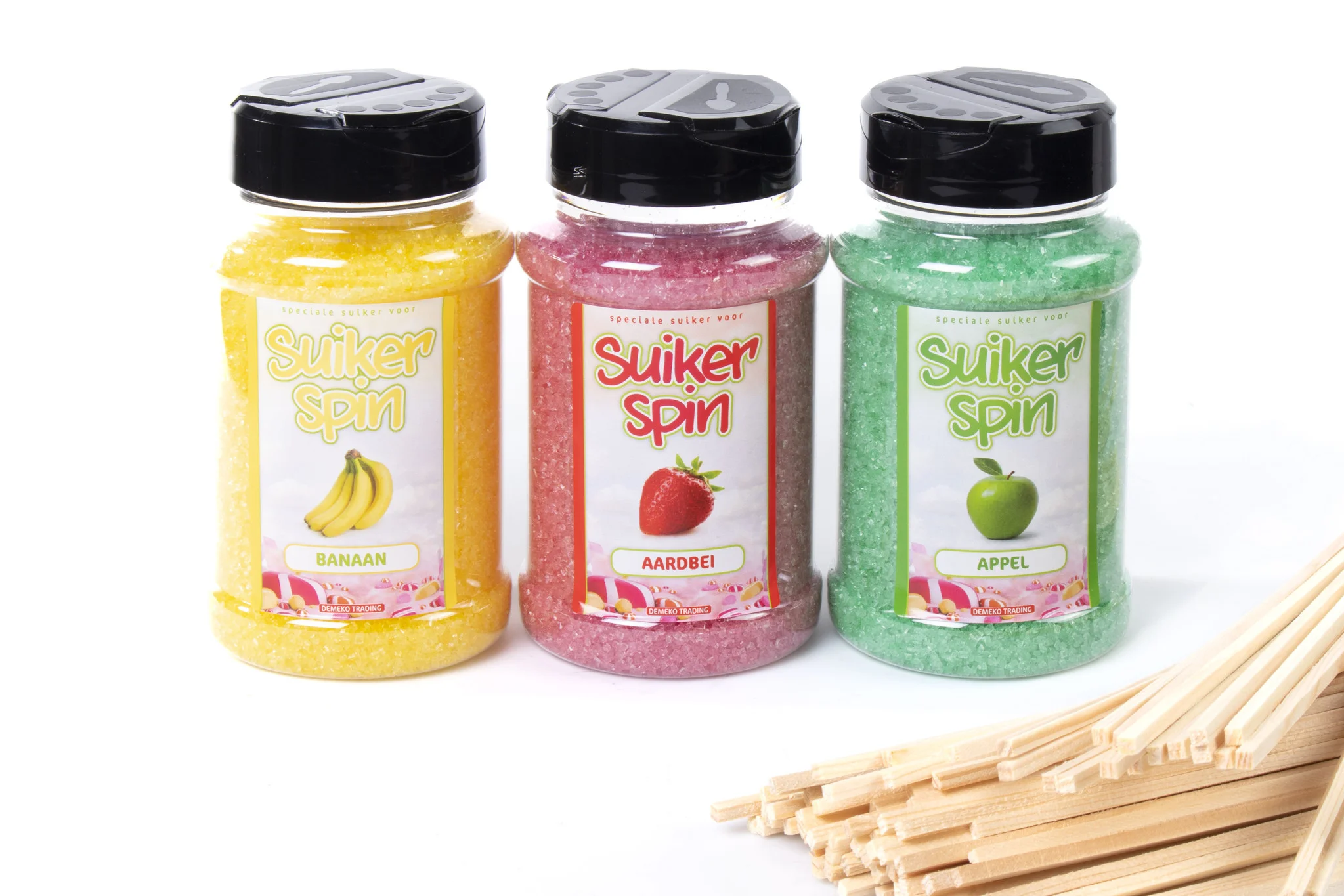 Suikerspinsuiker Fruitmix NR. 1 in 3 x 400 gram incl. ± 100 stokjes