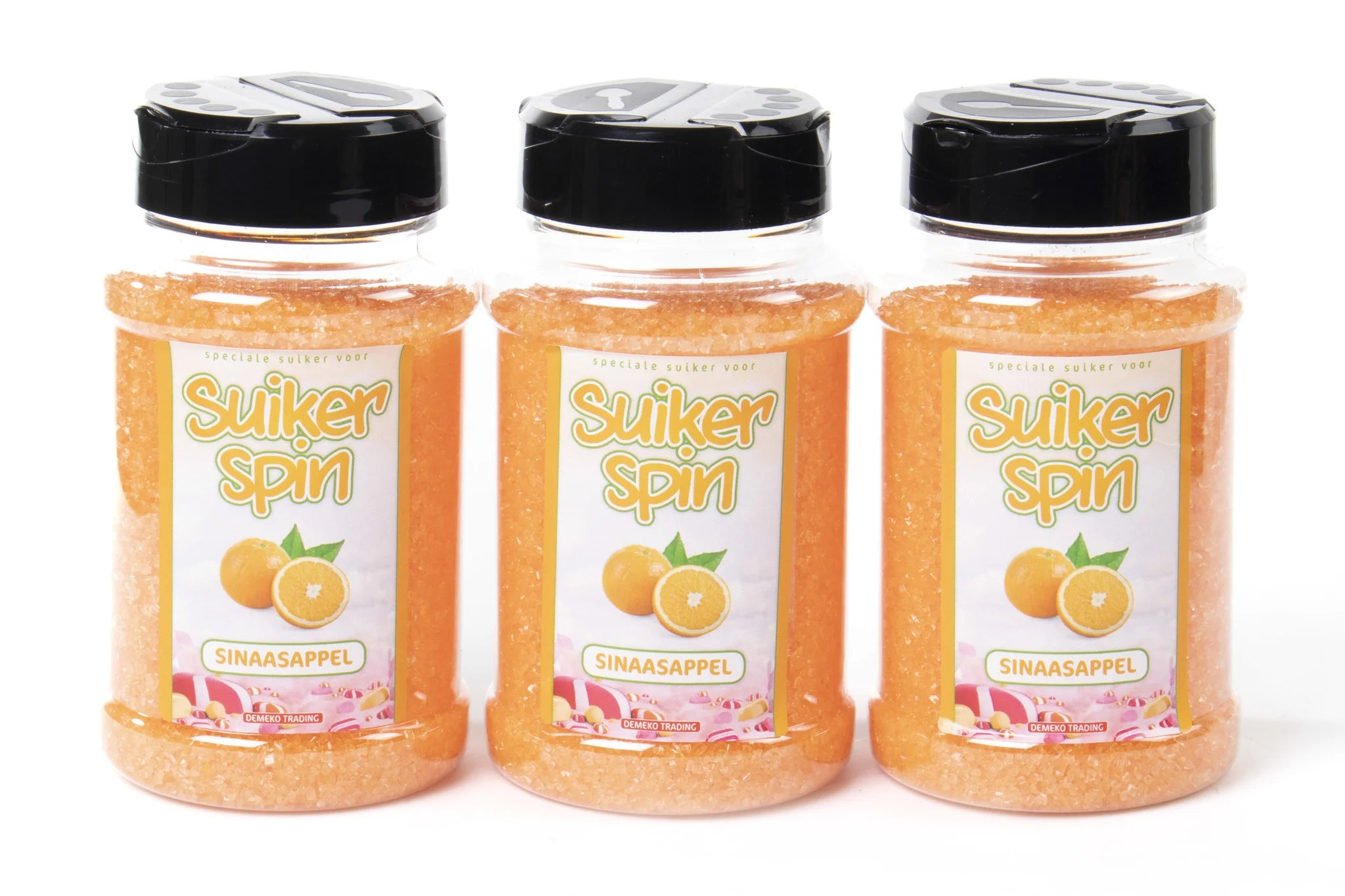 Suikerspinsuiker Sinaasappel, 3 x strooibussen á 400 gram