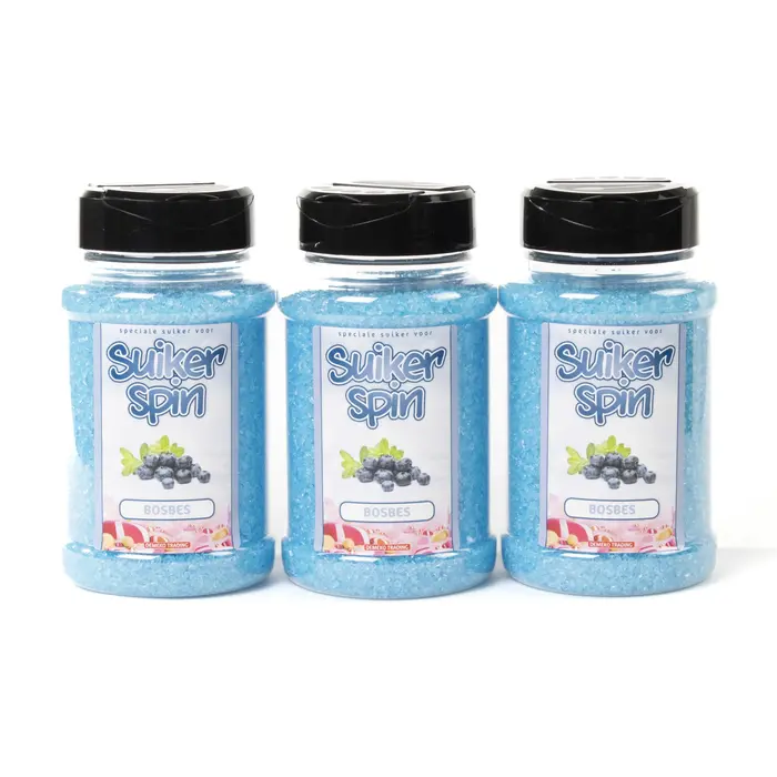 Suikerspinsuiker Bosbes, 3 x strooibussen á 400 gram