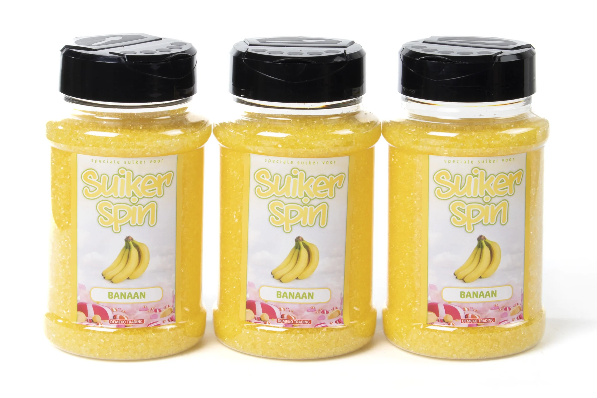 Suikerspinsuiker Banaan, 3 x strooibussen á 400 gram