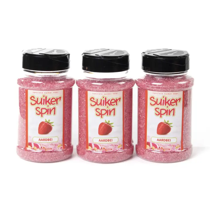 Suikerspinsuiker Aardbei, 3 x strooibussen á 400 gram