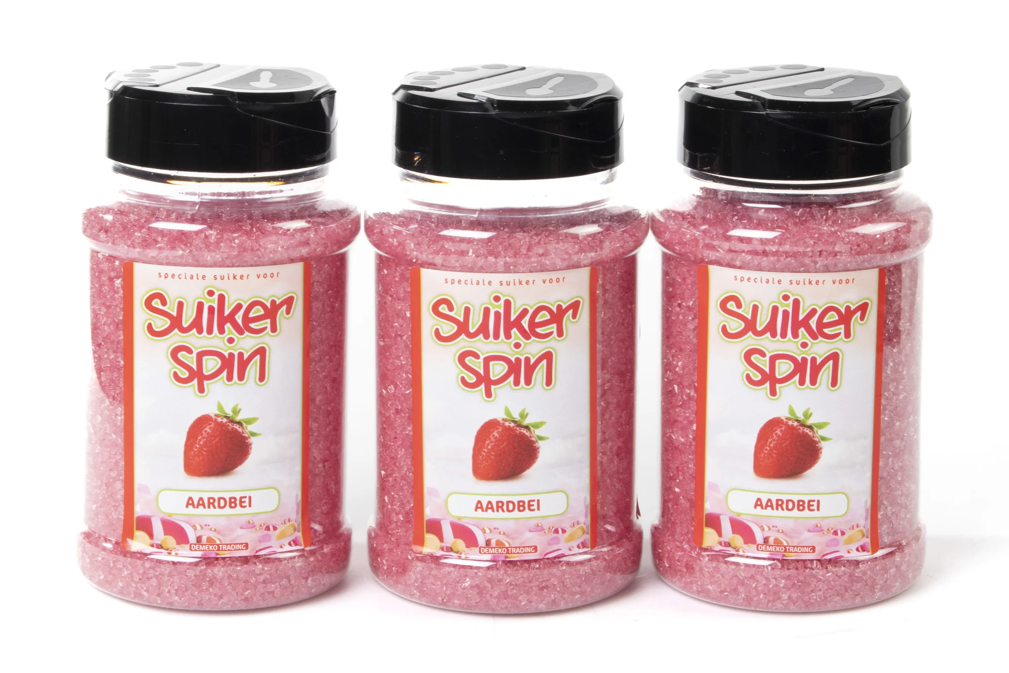 Suikerspinsuiker Aardbei, 3 x strooibussen á 400 gram