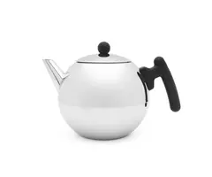 Theepot Bella Ronde vlak 1.2 L zwart beslag