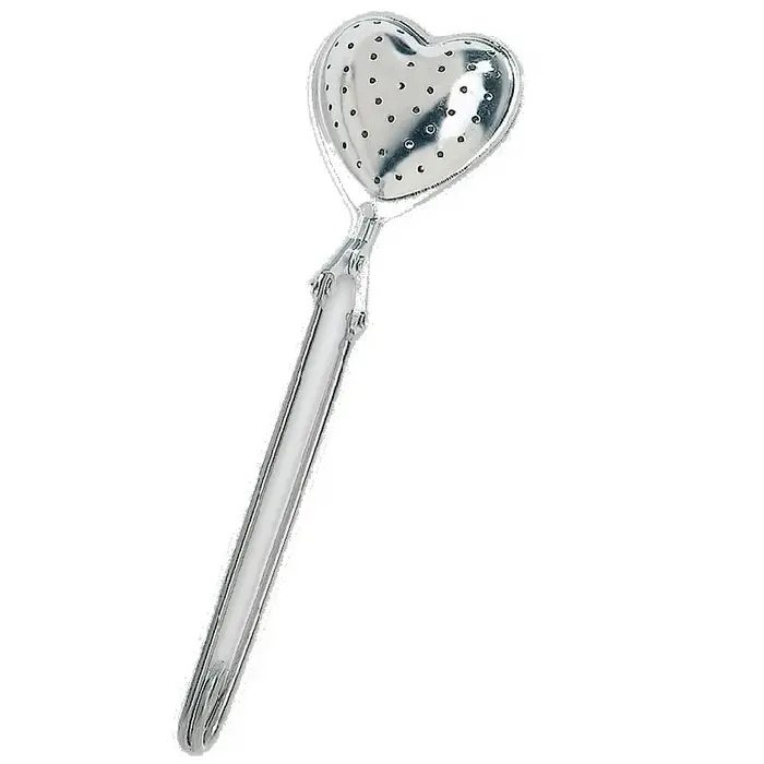 Thee-ei tang met gaatjes RVS 4 cm vorm hartje