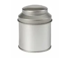 Thee/Kruidenblik zilver rond 53 x 70mm