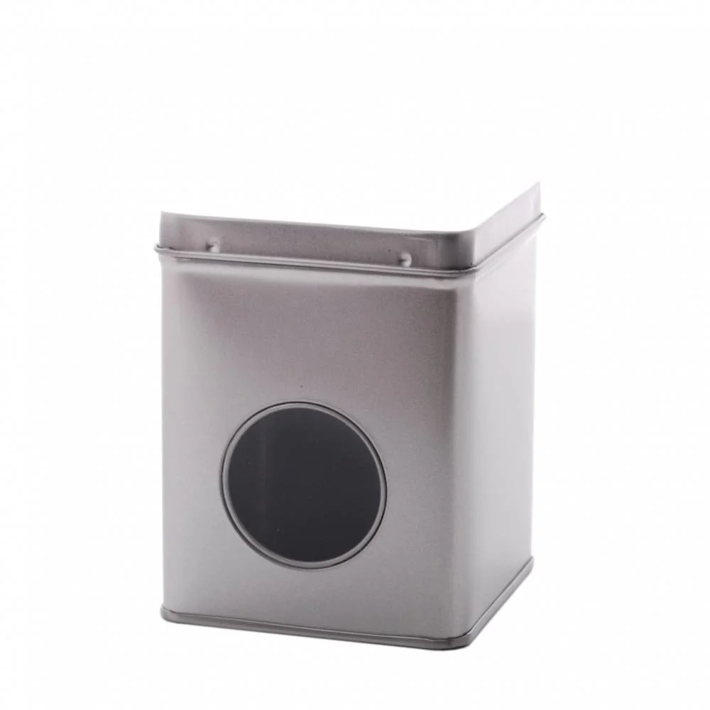 Thee/Kruidenblik zilver 75x75x95mm met venster