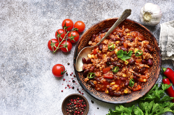 Recept voor chili con carne met bonen en rijst
