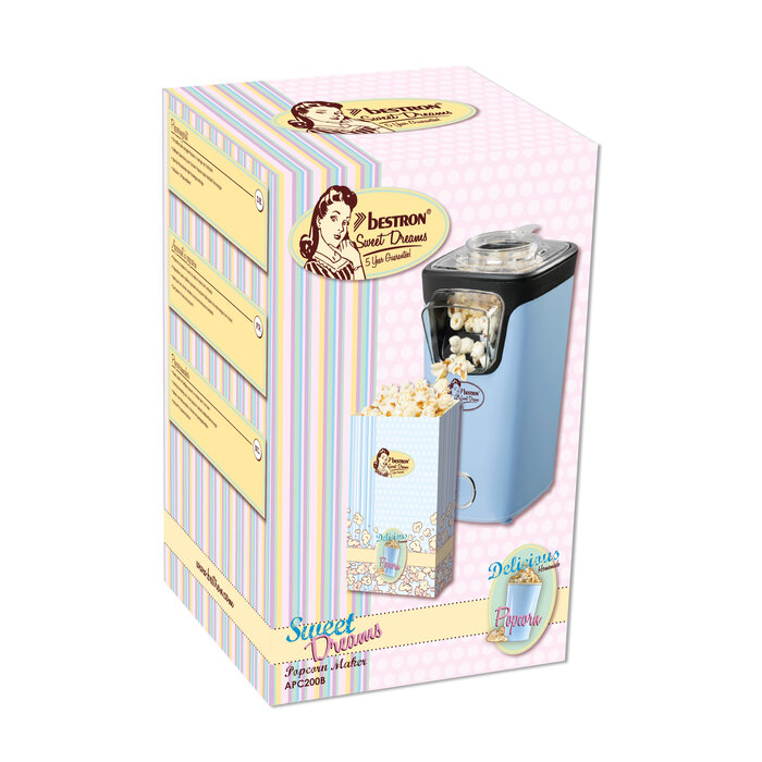 Bestron Bestron popcornmachine Blauw APC200B inclusief popcorn startpakket