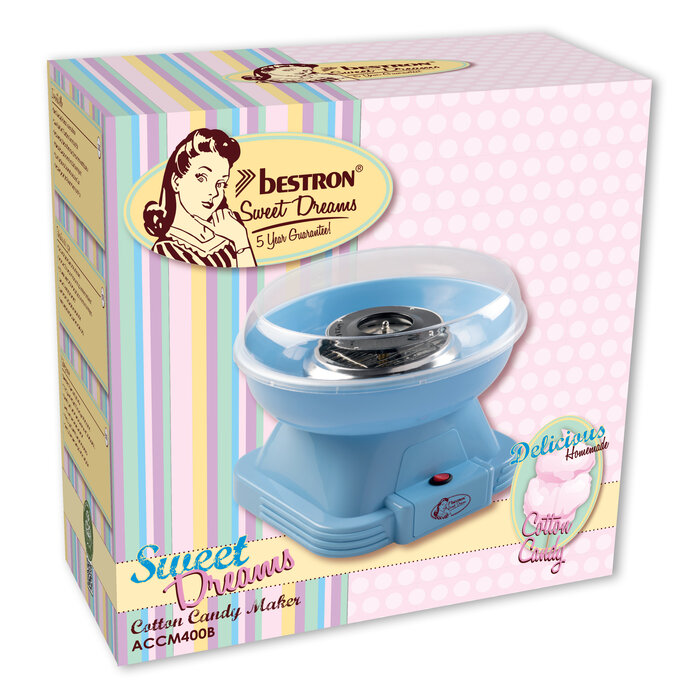 Bestron Bestron Suikerspinmachine Blauw ACCM400B inclusief suiker en stokjes