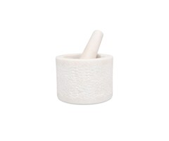 Vijzel met stamper marmer wit rond 140mm en hoog 100mm