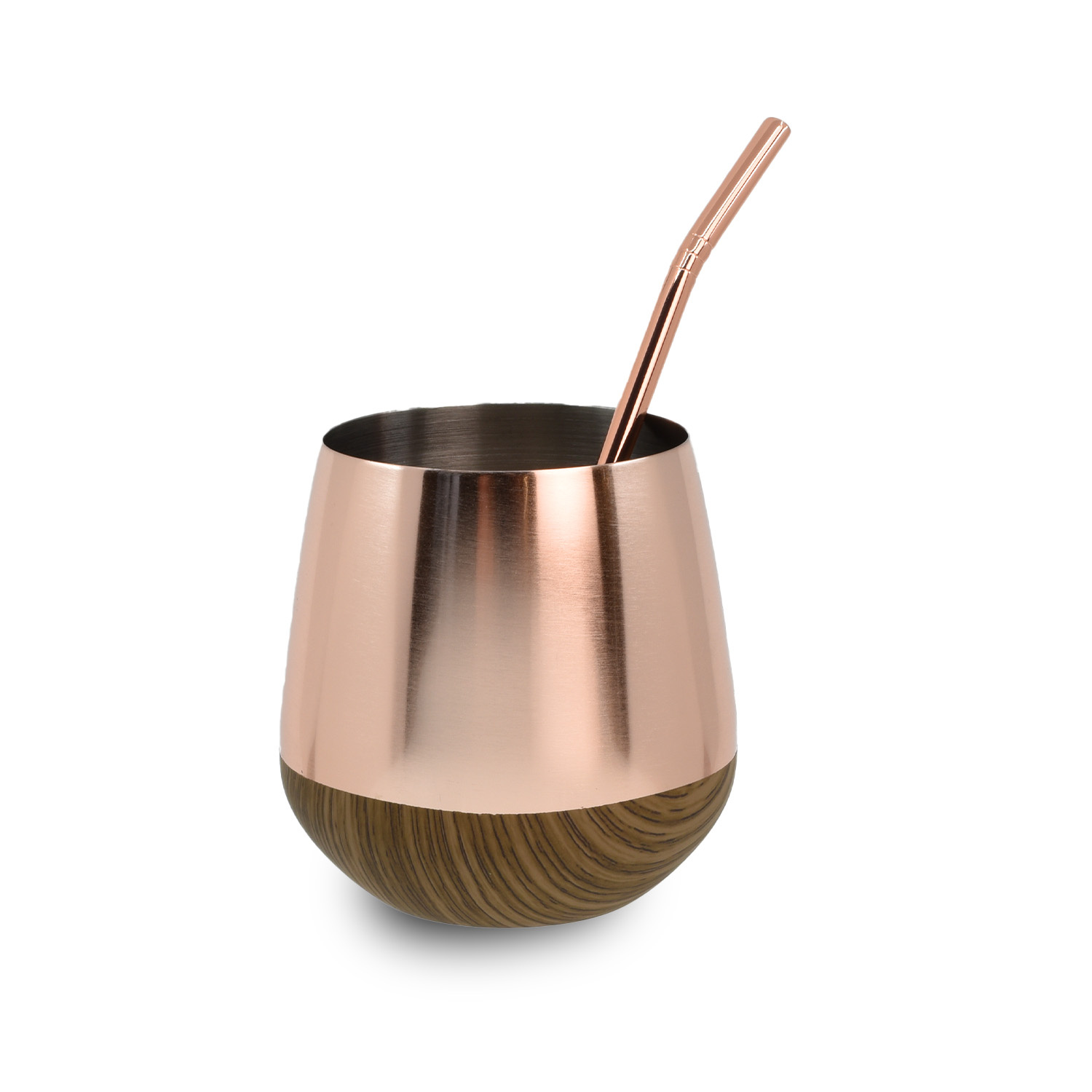 RVS Mate set met Bombilla Roségoud