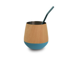 RVS Mate set met Bombilla blauw