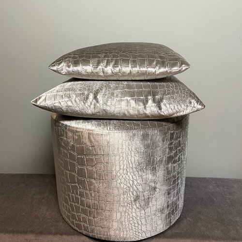 SJIEK Hocker Croco Zilver Champagne 50 cm