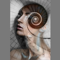 Glasschilderij Vrouw Retro