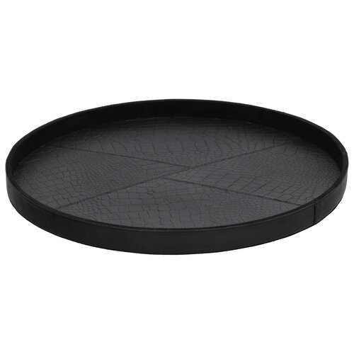 Dienblad Leder Zwart Rond 50cm