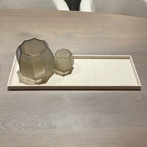 Dienblad Leder Beige Rechthoek 60x20