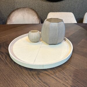 Dienblad Leder Beige Rond 40cm