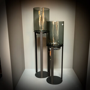 Windlicht met Gerookt glas Zwart Tafelmodel