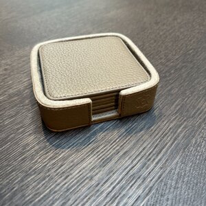 Onderzetters Leder Taupe vierkant effen