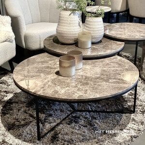 Salontafel Marmer Taupe dun frame 100cm