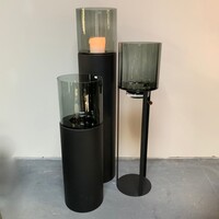 Windlicht met Gerookt glas 90cm