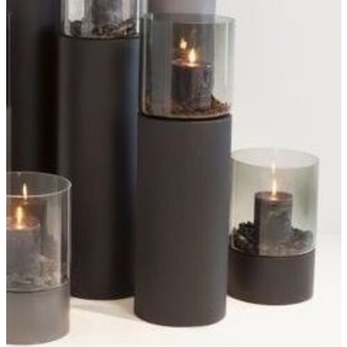 Windlicht met gerookt glas Zwart Tafelmodel