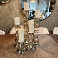 Glazen kandelaars Champagne