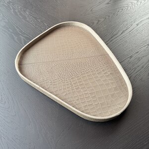 Dienblad Leder Taupe Organic Croco L