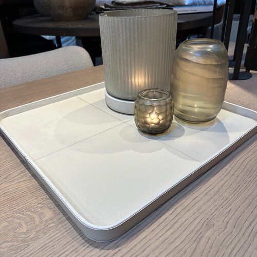 Dienblad Leder Vierkant Beige
