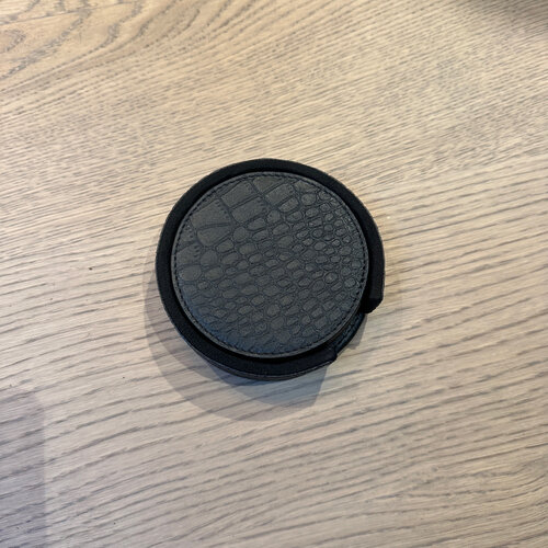 Onderzetters Leder Zwart rond  Croco - Copy