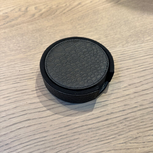 Onderzetters Leder Zwart rond  Croco - Copy