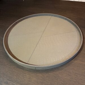 Dienblad Leder Taupe Rond Croco 50cm