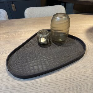 Dienblad Leder Zwart Organic Croco L
