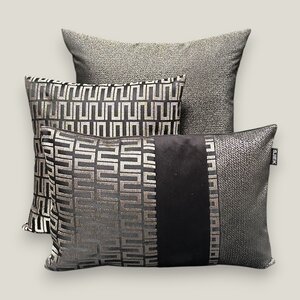 SJIEK Kussen Champagne Lux Zwart Set van 3