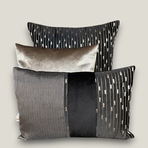 SJIEK Kussen Champagne Lux Zwart Set van 3