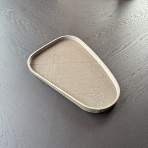 Dienblad Leder Taupe Organic Croco M