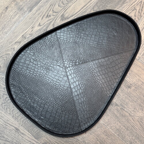 Dienblad Leder Zwart Organic bruin XL