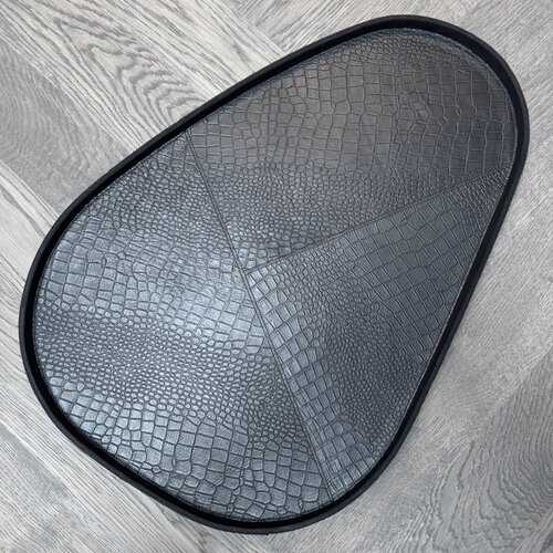 Dienblad Leder Zwart Organic bruin XL