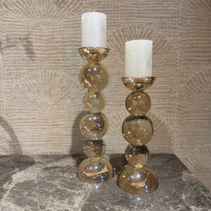 Glazen kandelaars Champagne