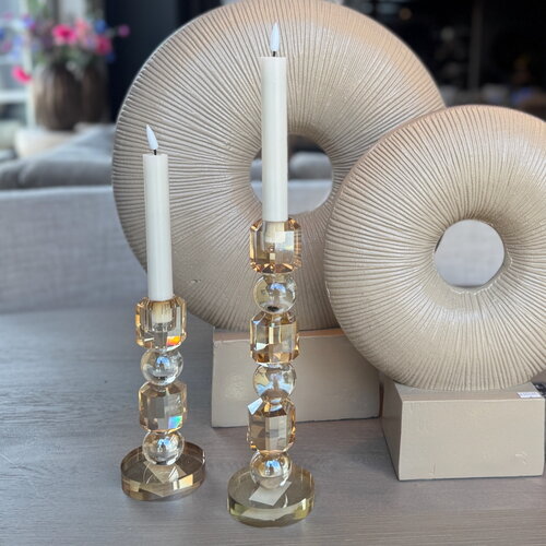 Glazen kandelaars Champagne