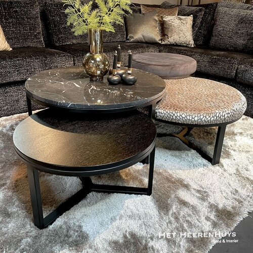 Salontafel Kiki Zwart Rond 80cm  H47